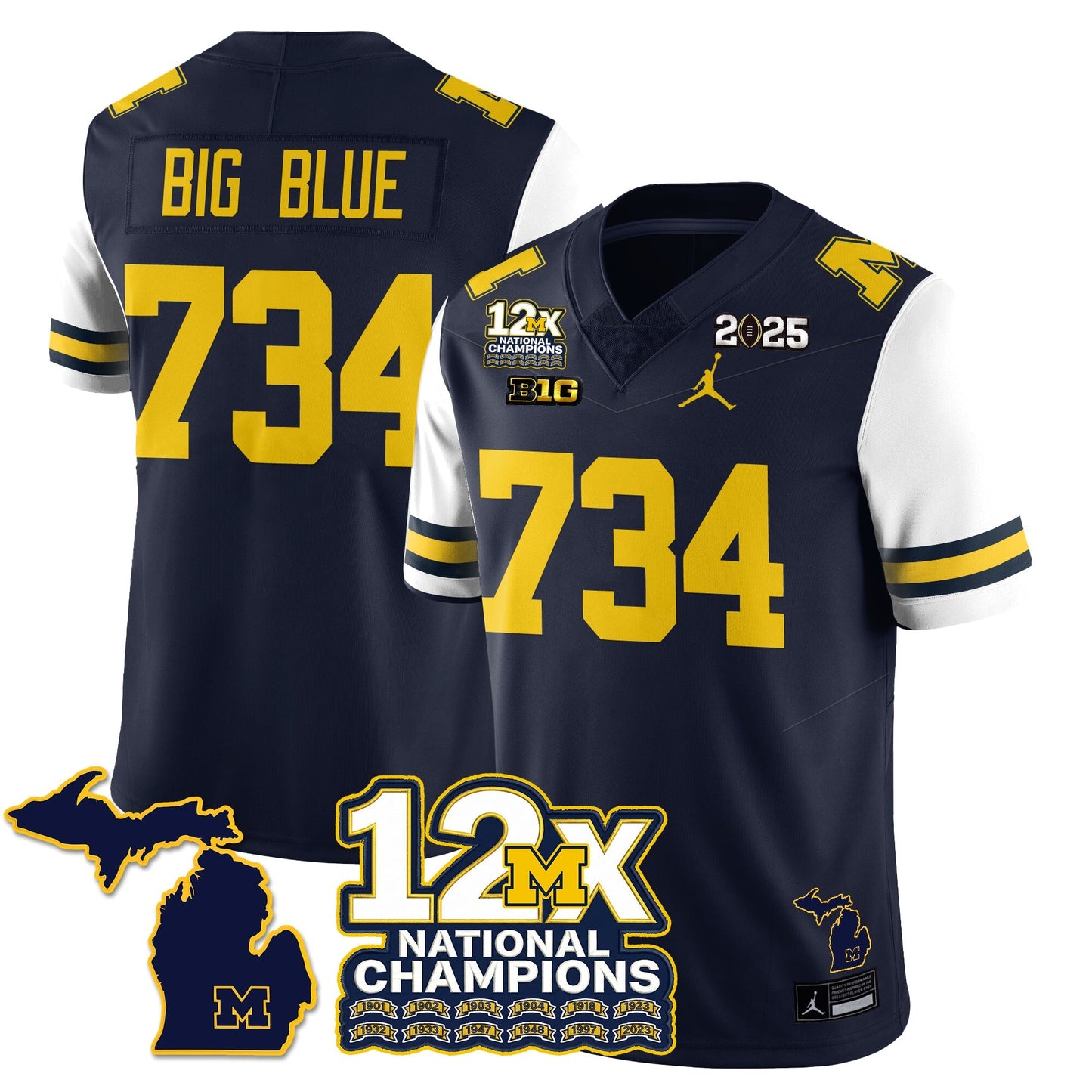 MICH 12x-Time National Champions Vapor Limited Football Jersey - All Stitched