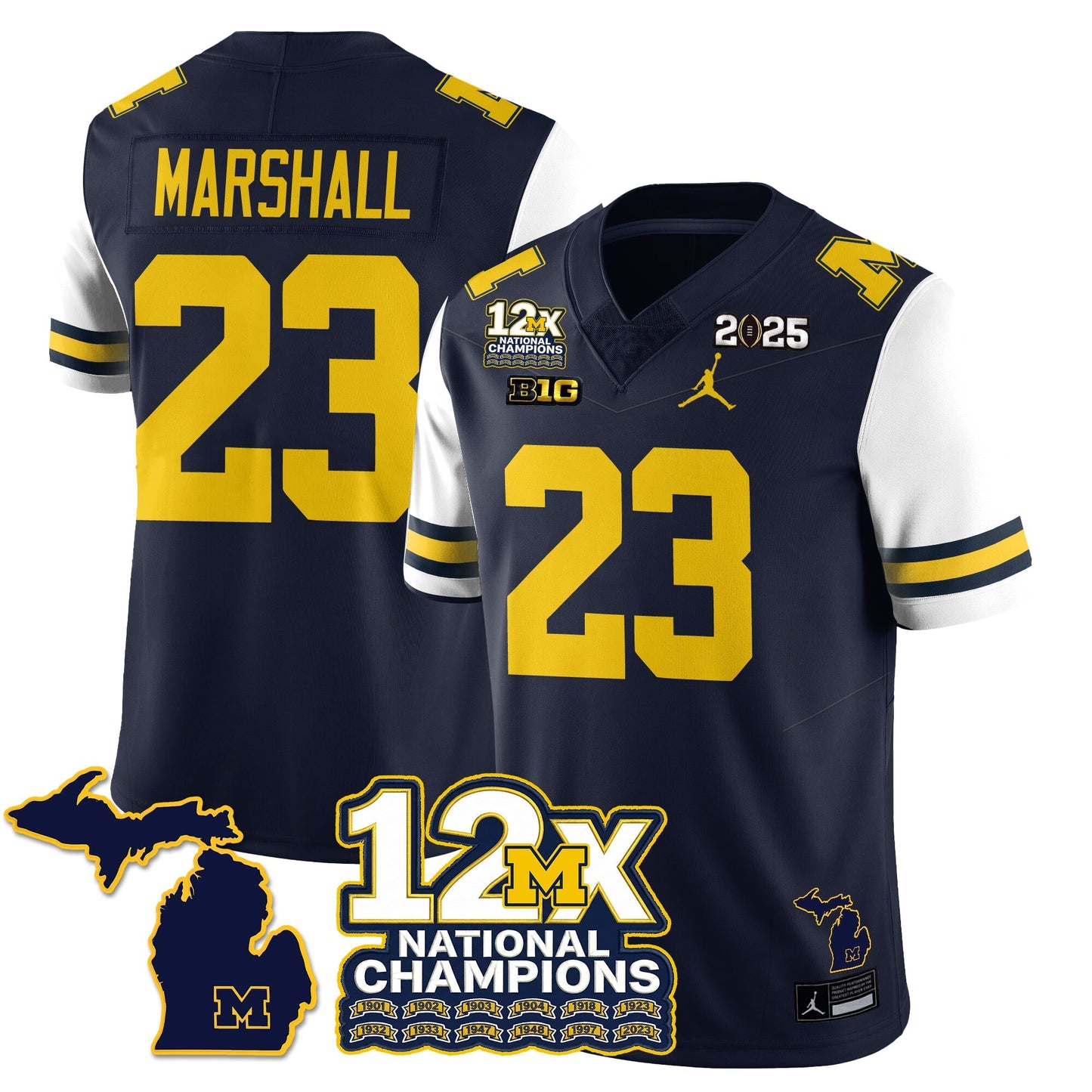 MICH 12x-Time National Champions Vapor Limited Football Jersey - All Stitched