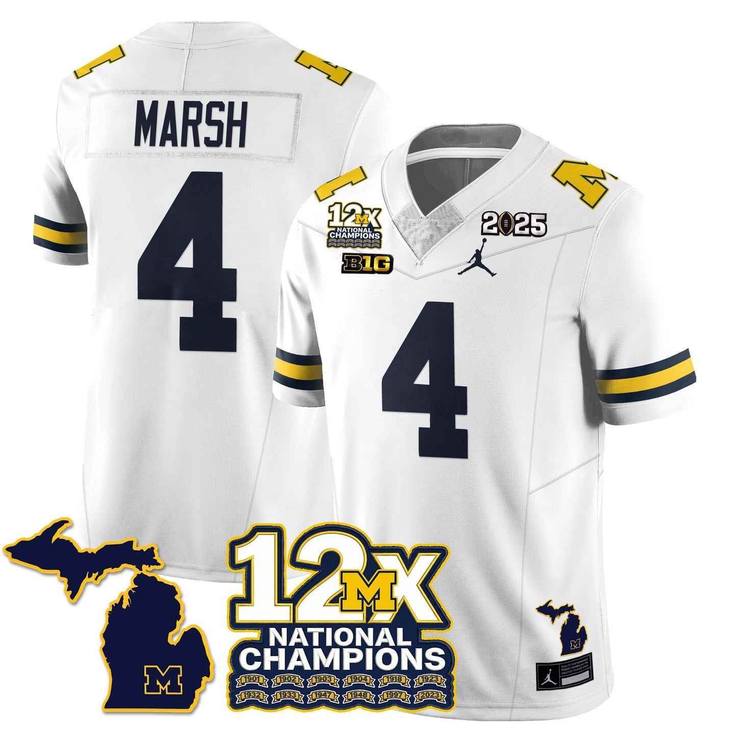 MICH 12x-Time National Champions Vapor Limited Football Jersey - All Stitched