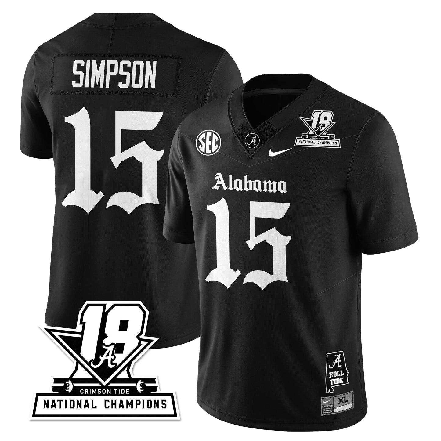 BAMA 18x-Time National Champions Gothic Vapor Limited Jersey - All Stitched