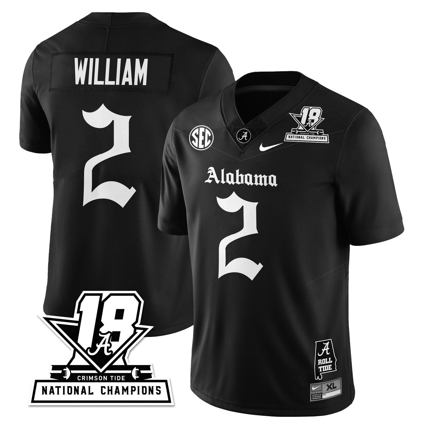 BAMA 18x-Time National Champions Gothic Vapor Limited Jersey - All Stitched