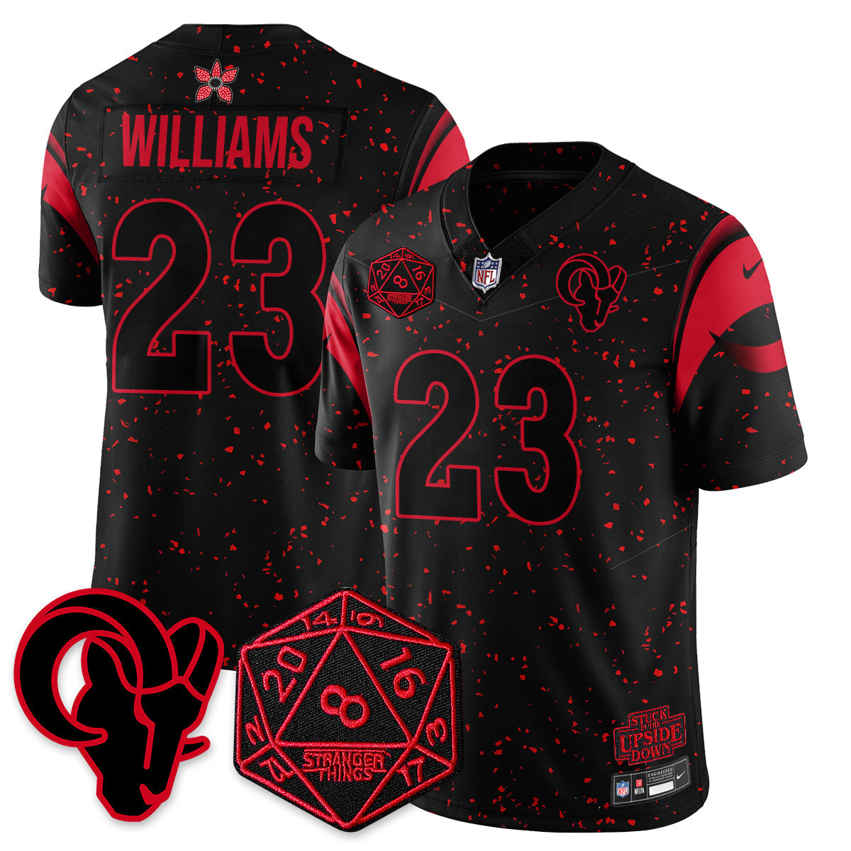 Los Angeles Rams Stranger Things Vapor Limited Jersey - All Stitched