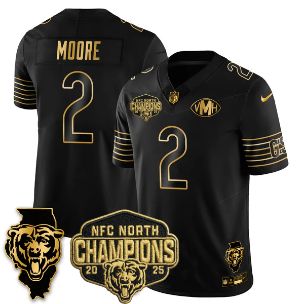 CHI NFC North Division Champions Vapor Limited Gold Jersey n2 - All Stitched