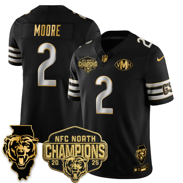 CHI NFC North Division Champions Vapor Limited Gold Jersey n2 - All Stitched