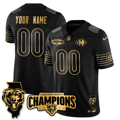 Custom CHI NFC North Division Champions Vapor Limited Gold Jersey - All Stitched