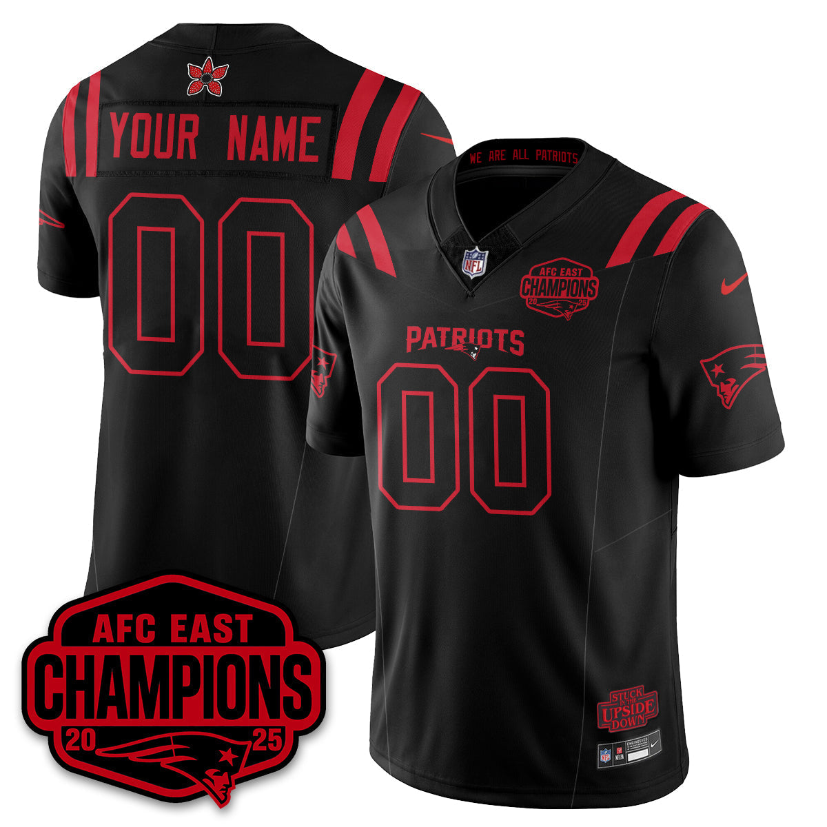 Custom NE 'Stranger Things' AFC East Division Champions Vapor Limited Jersey - All Stitched