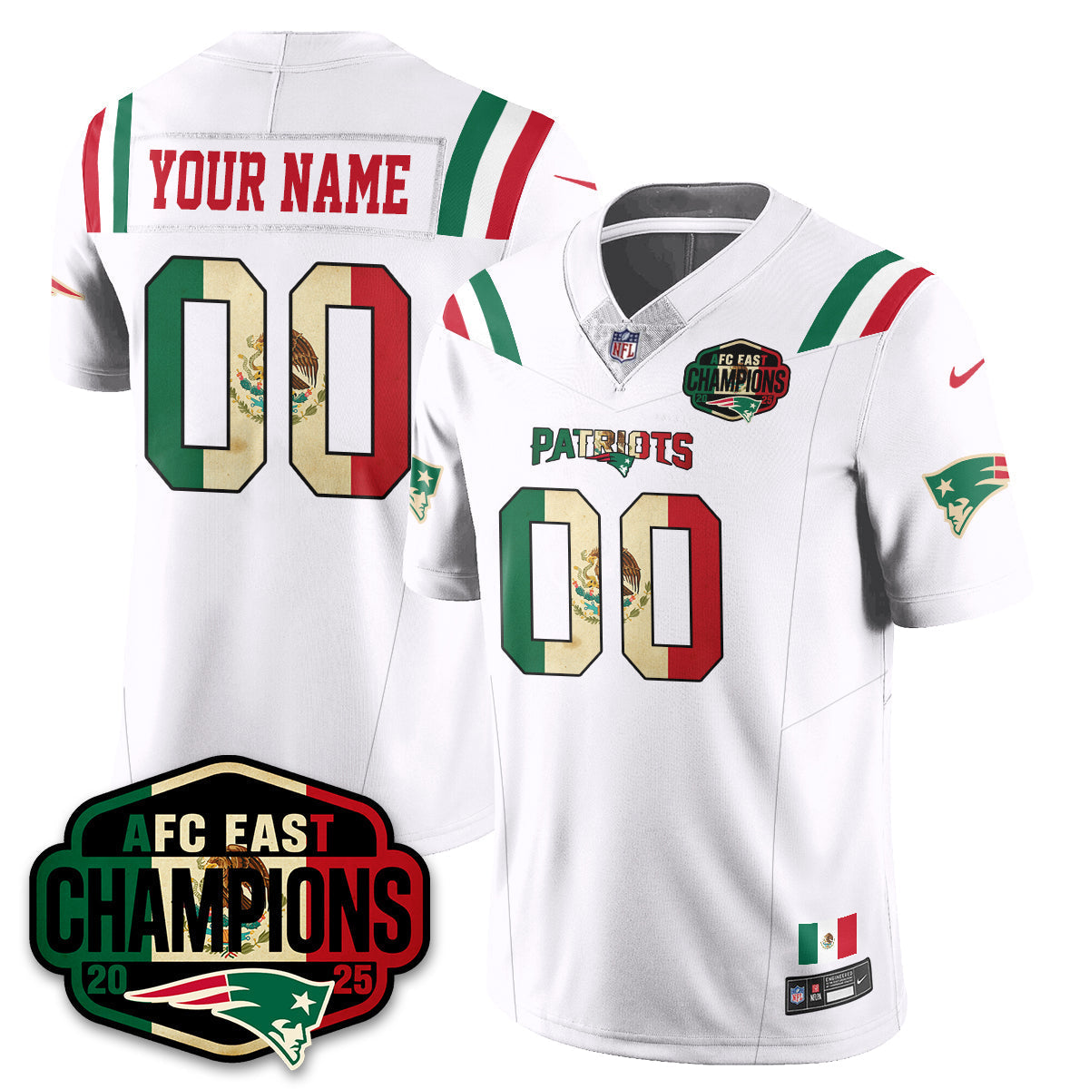 Custom NE Mexico AFC East Division Champions Vapor Limited Jersey - All Stitched