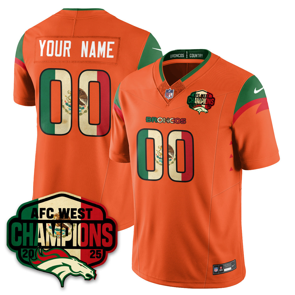 Custom DEN Mexico AFC West Division Champions Vapor Limited Jersey - All Stitched