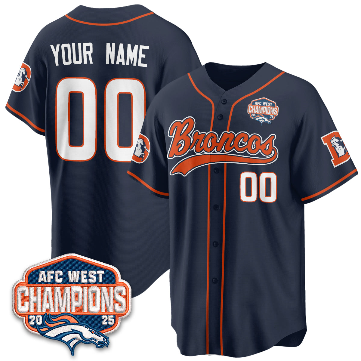 DEN AFC West Division Champions Vapor Limited Baseball Custom Jersey - All Stitched