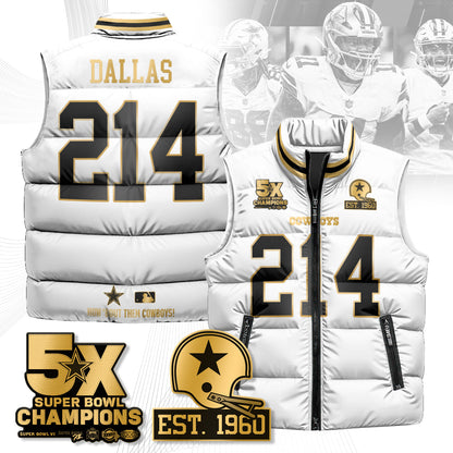 DAL 5-Time Champions Gold Unisex Puffer Vest