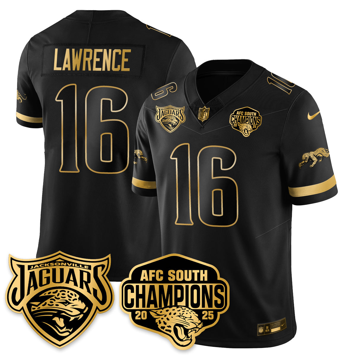 DET AFC South Division Champions Vapor Limited Gold Jersey - All Stitched