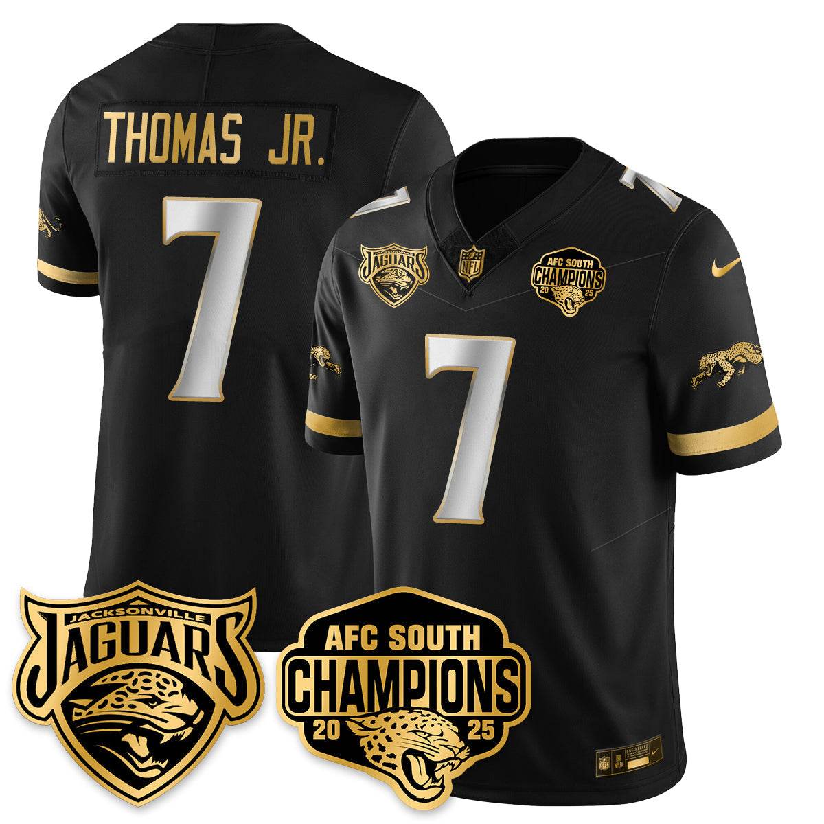 DET AFC South Division Champions Vapor Limited Gold Jersey - All Stitched