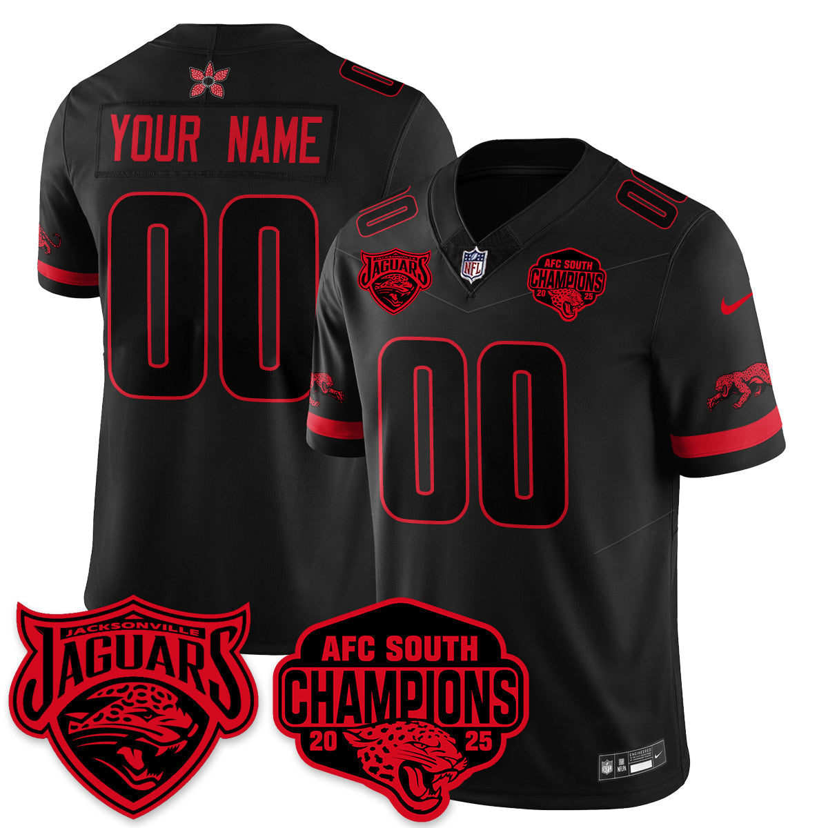DET Stranger Things AFC South Division Champions Vapor Limited Throwback Jersey - All Stitched