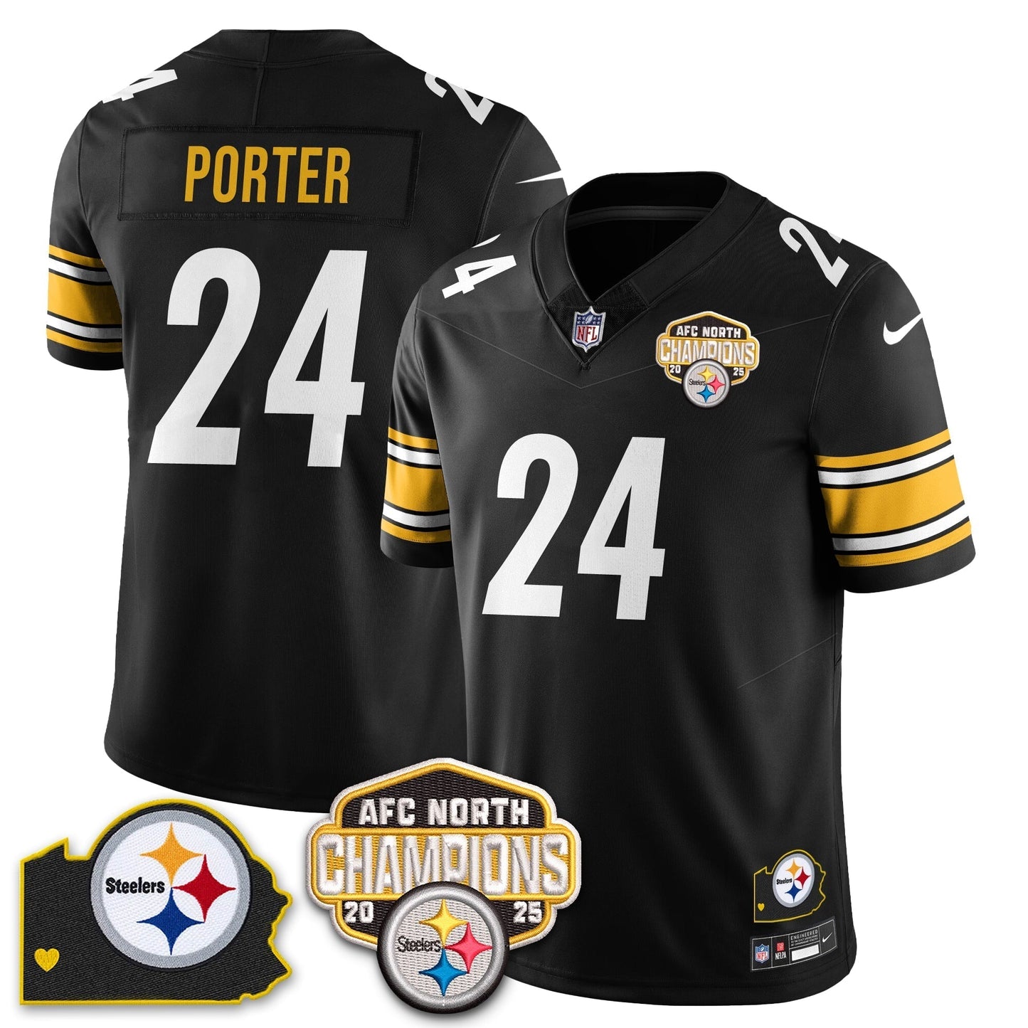 PIT AFC North Division Champions Vapor Limited Gold Jersey N2 - All Stitched