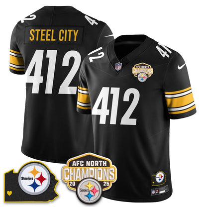 PIT AFC North Division Champions Vapor Limited Gold Jersey N2 - All Stitched