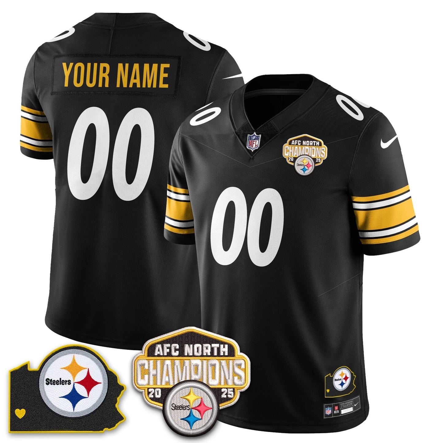 PIT AFC North Division Champions Vapor Limited Gold Jersey N2 - All Stitched
