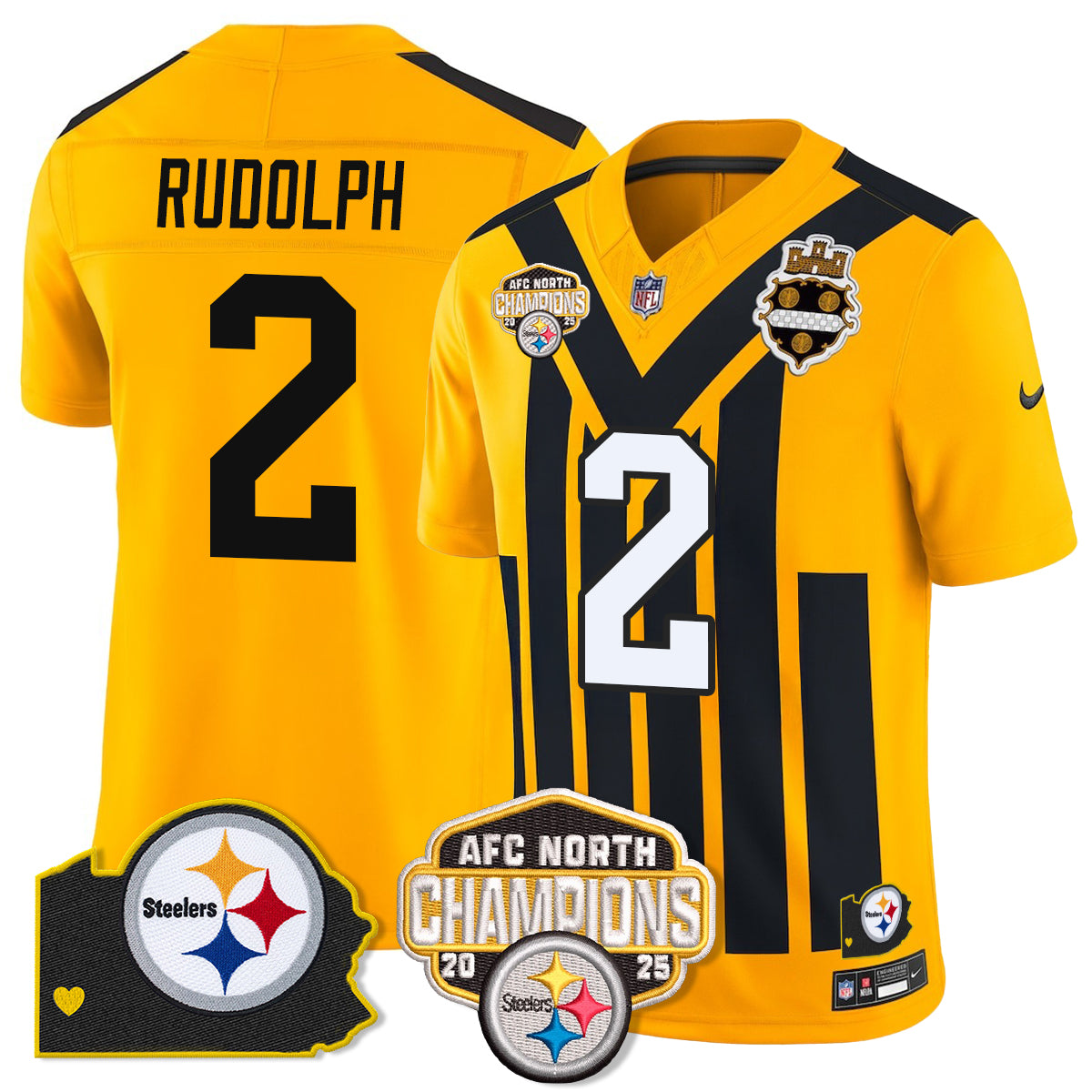 PIT AFC North Division Champions Vapor Limited Jersey N1 - All Stitched