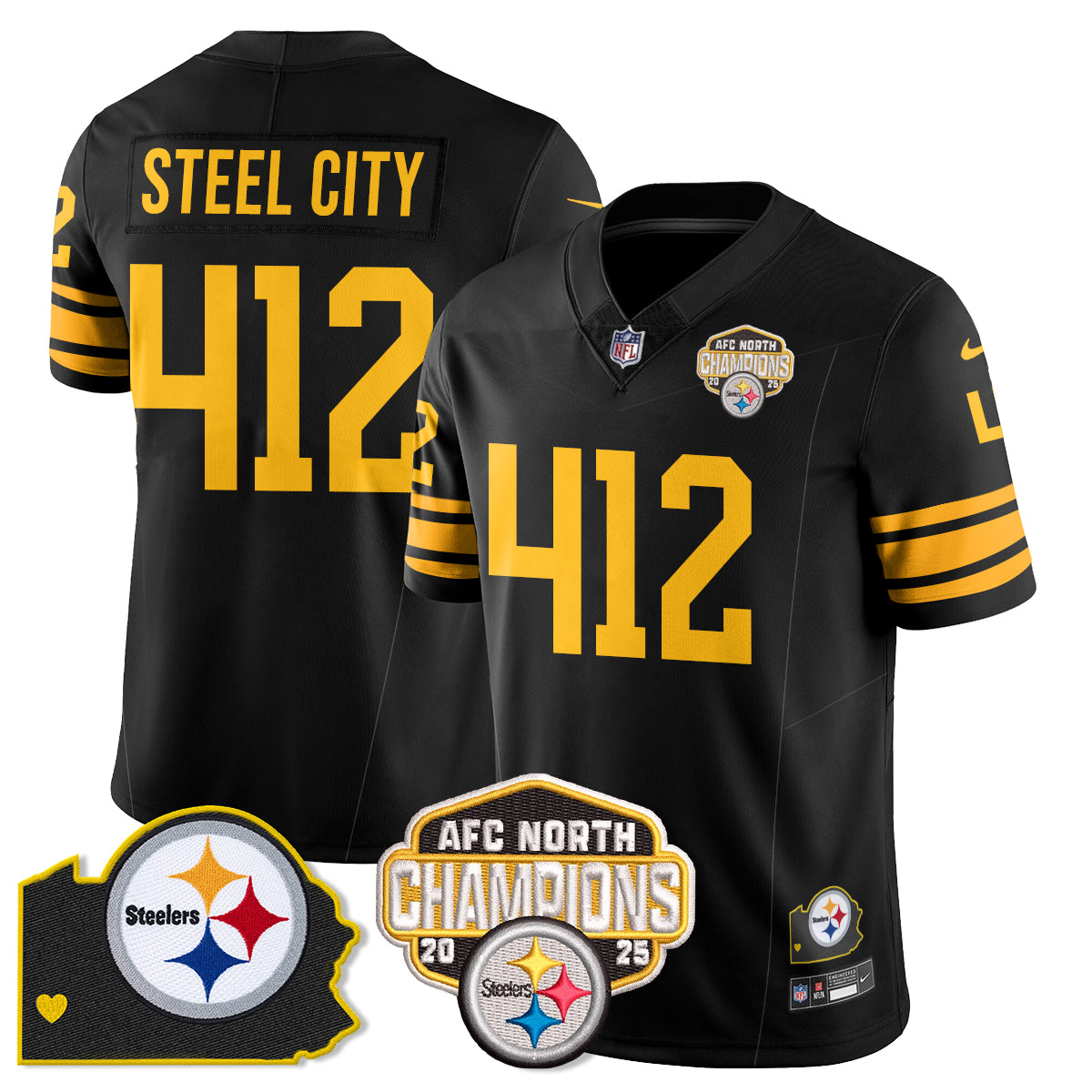 PIT AFC North Division Champions Vapor Limited Gold Jersey N2 - All Stitched
