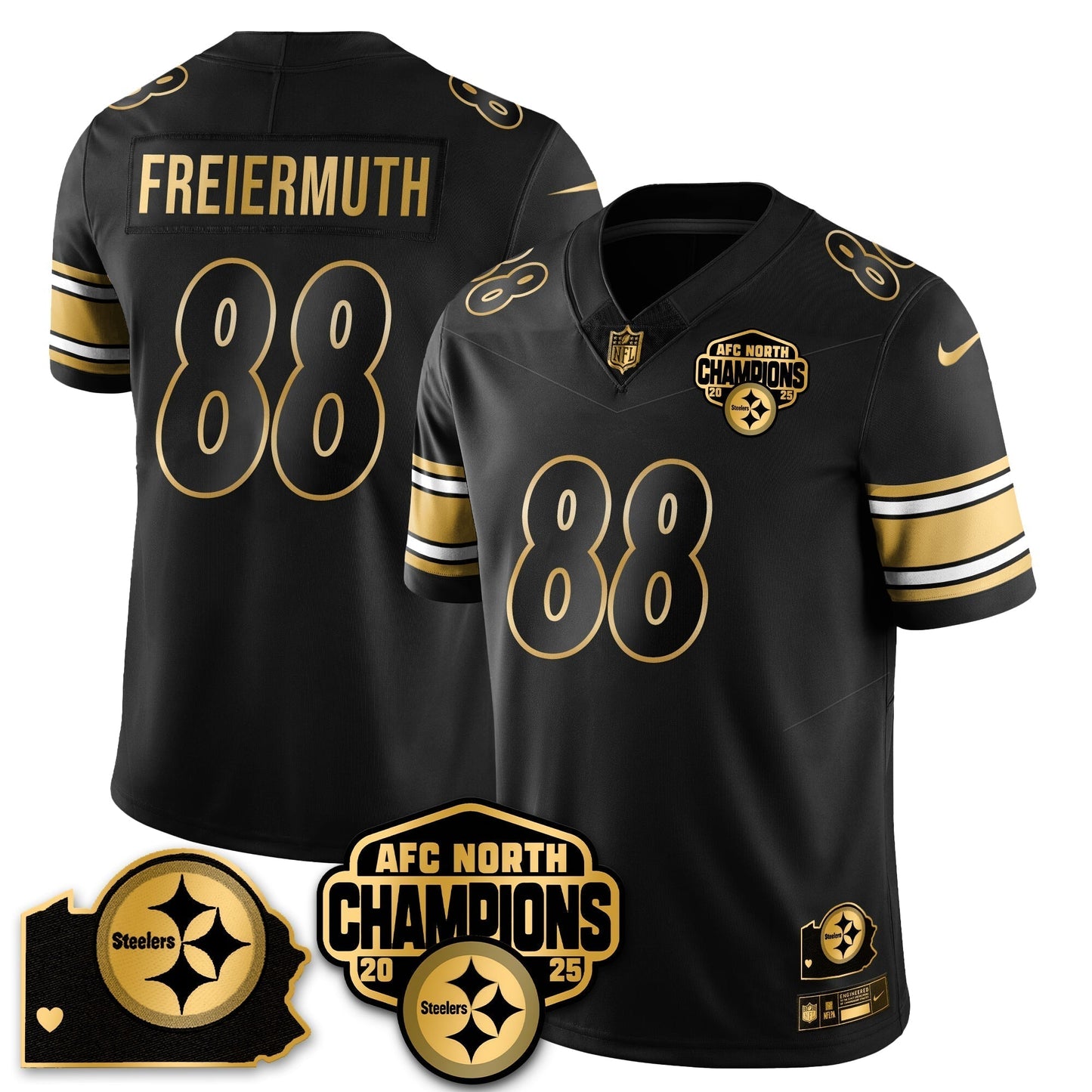 PIT AFC North Division Champions Vapor Limited Gold Jersey N2 - All Stitched