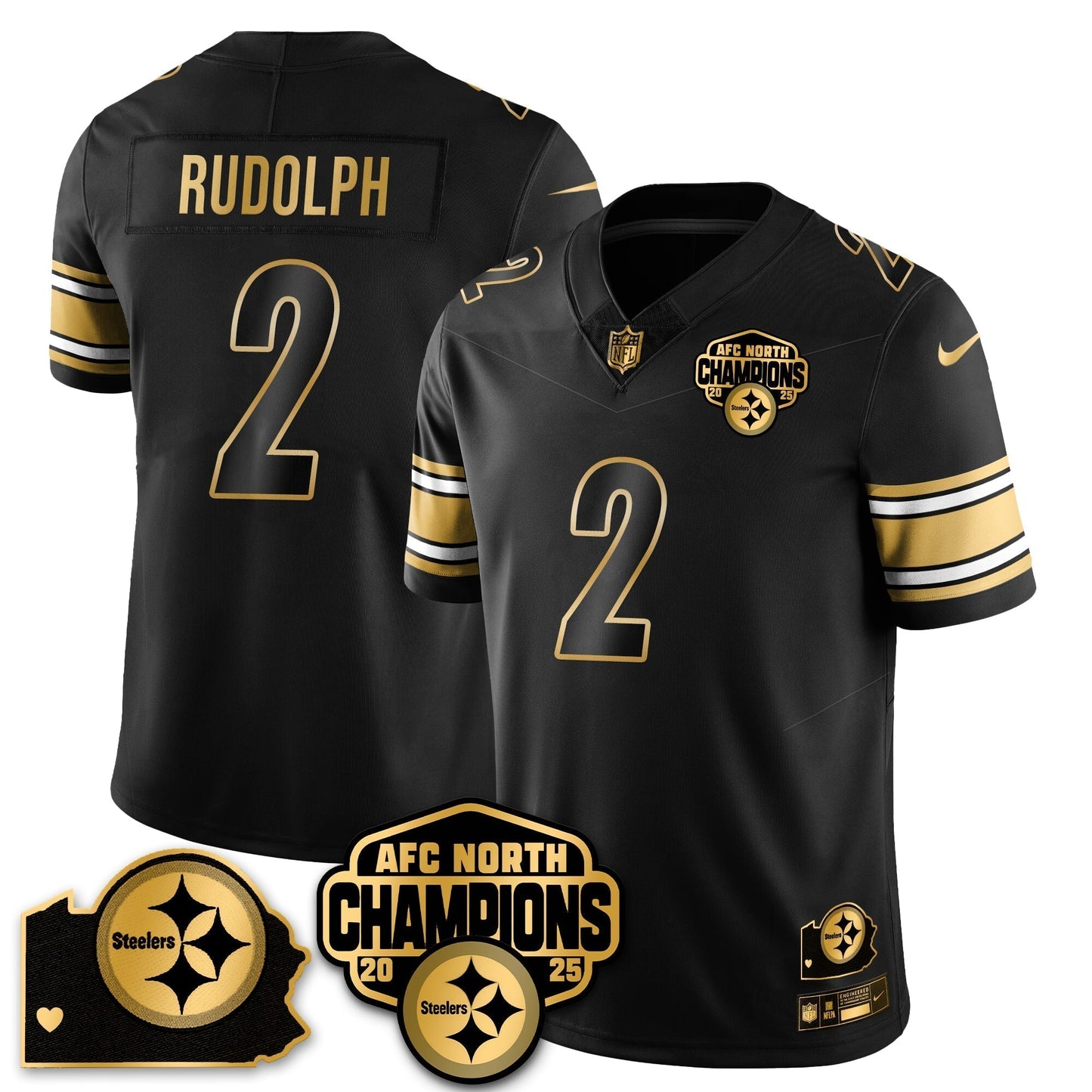 PIT AFC North Division Champions Vapor Limited Gold Jersey N2 - All Stitched