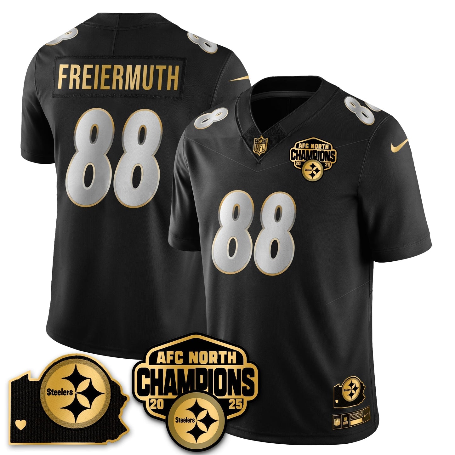 PIT AFC North Division Champions Vapor Limited Gold Jersey N2 - All Stitched