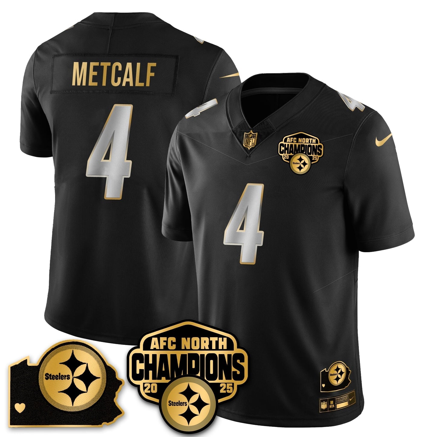 PIT AFC North Division Champions Vapor Limited Gold Jersey N2 - All Stitched