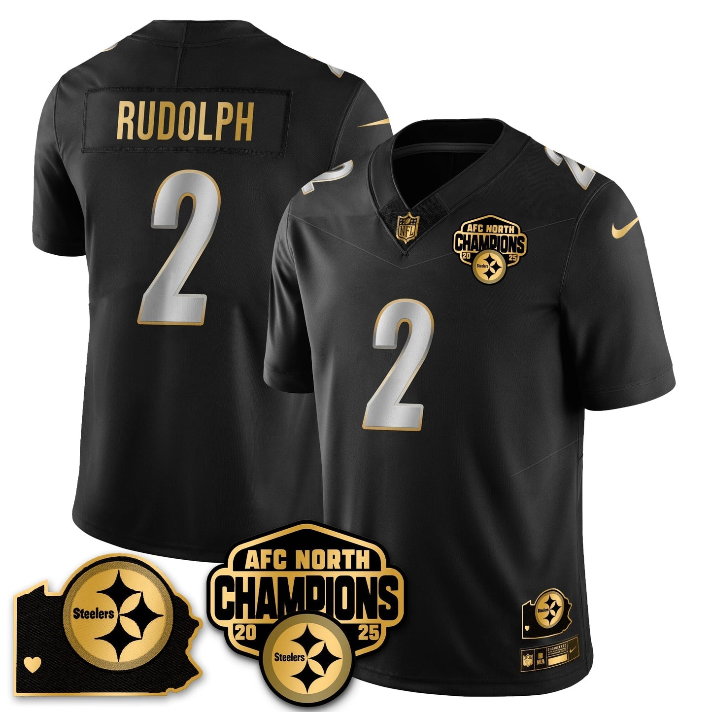 PIT AFC North Division Champions Vapor Limited Gold Jersey N2 - All Stitched