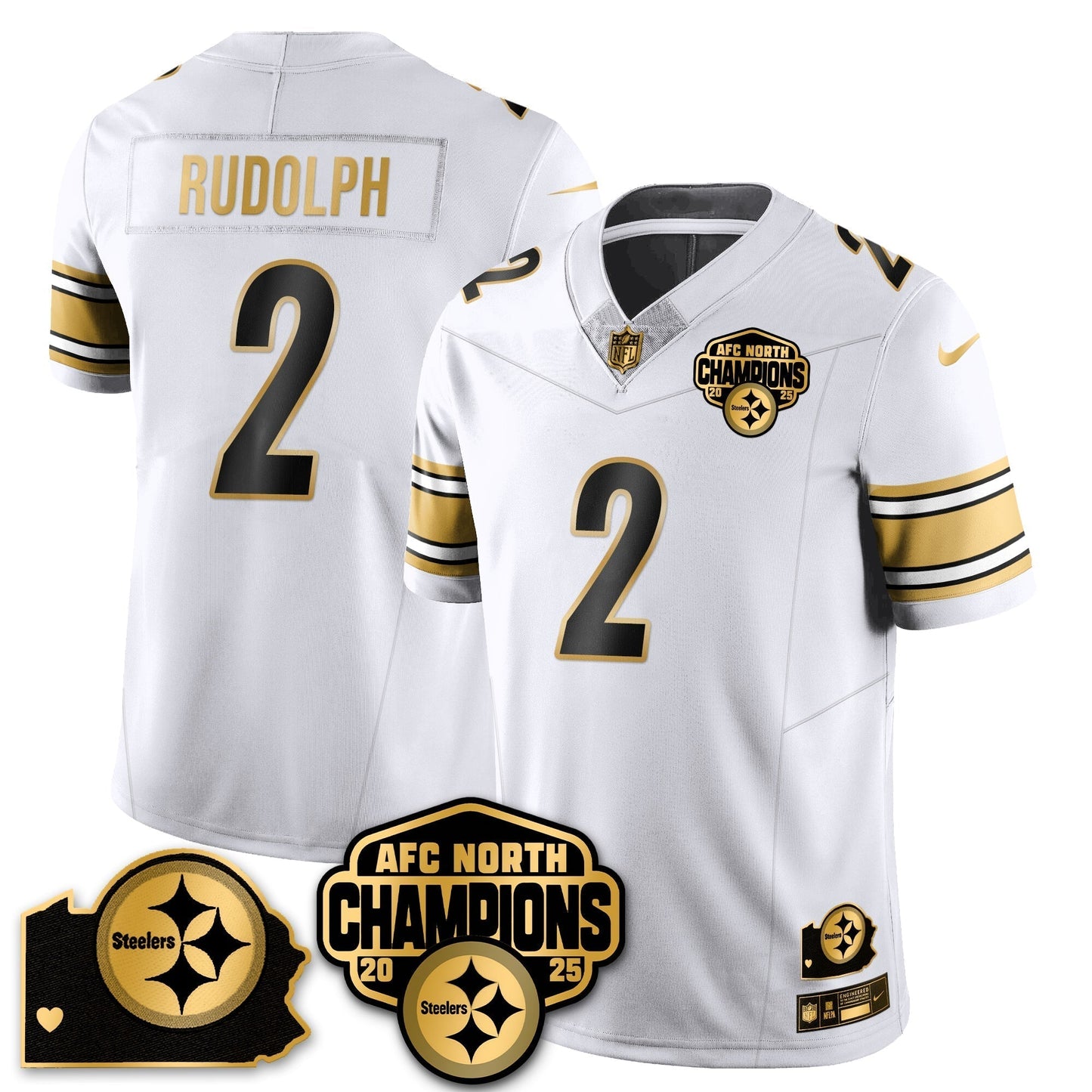 PIT AFC North Division Champions Vapor Limited Gold Jersey N2 - All Stitched