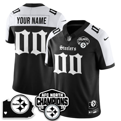 PIT Gothic AFC North Division Champions Vapor Limited Custom Jersey - All Stitched