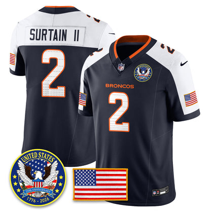 DEN "United States 250th Anniversary Patch" Vapor Limited Jersey - All Stitched