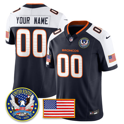 Custom DEN "United States 250th Anniversary Patch" Vapor Limited Jersey - All Stitched