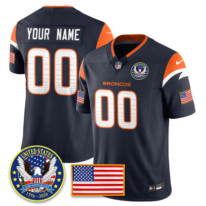Custom DEN "United States 250th Anniversary Patch" Vapor Limited Jersey - All Stitched