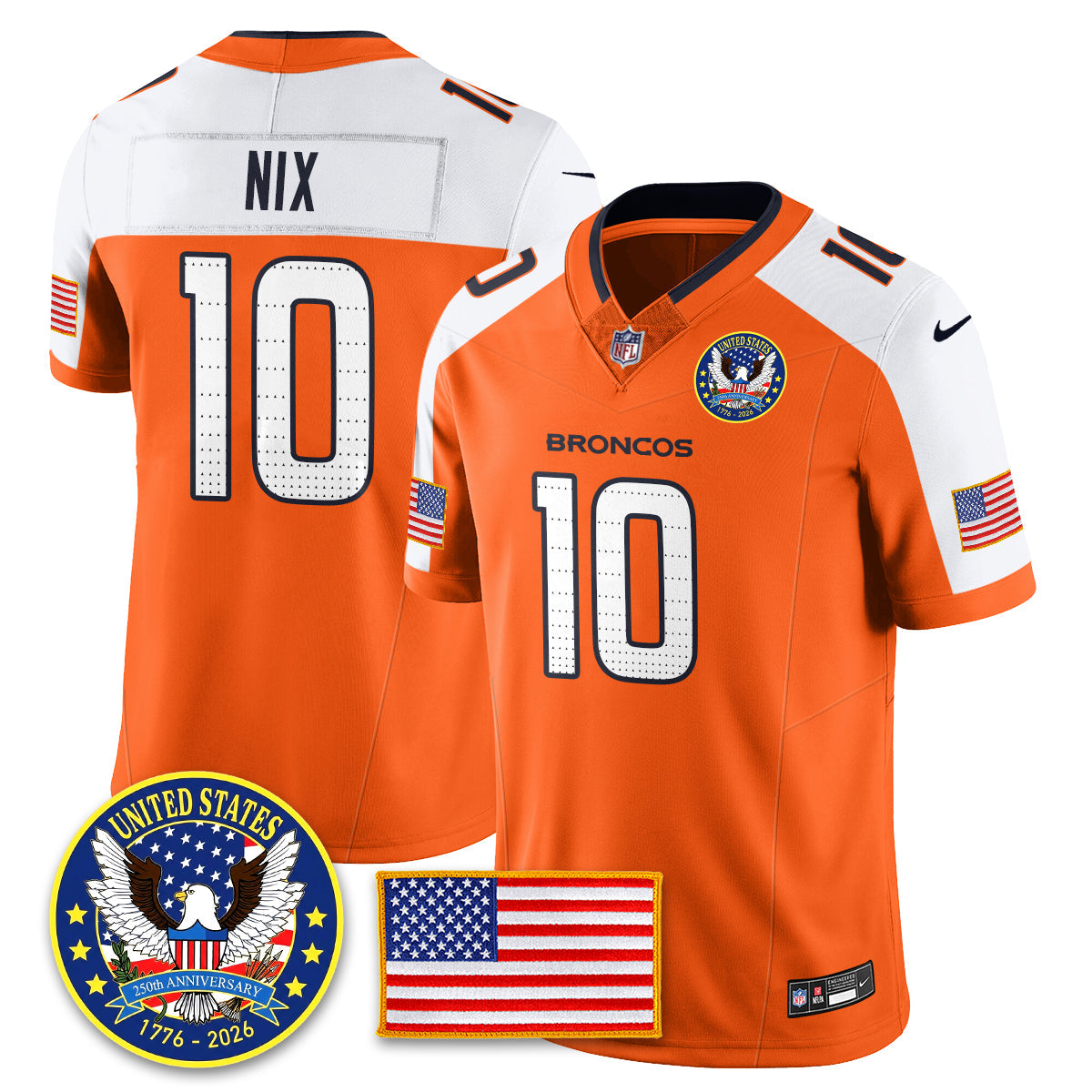 DEN "United States 250th Anniversary Patch" Vapor Limited Jersey - All Stitched