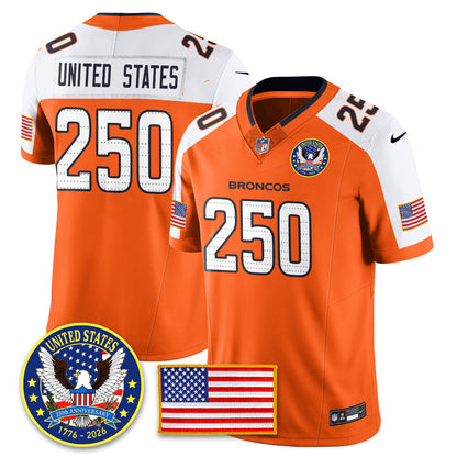 DEN "United States 250th Anniversary Patch" Vapor Limited Jersey - All Stitched