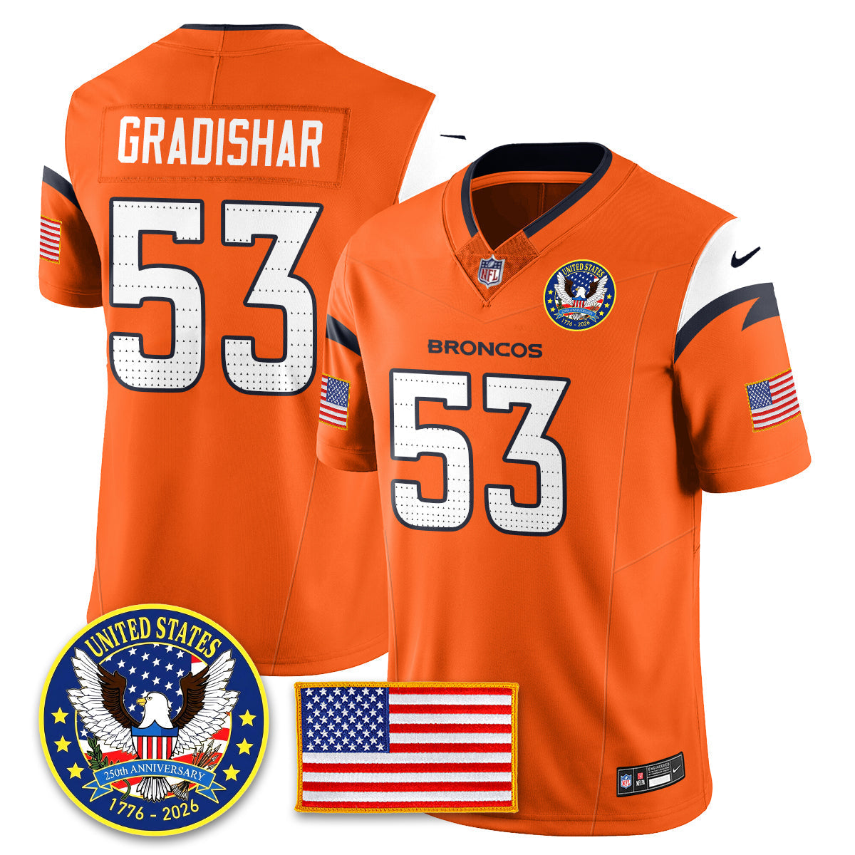 DEN "United States 250th Anniversary Patch" Vapor Limited Jersey - All Stitched