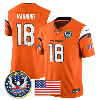 DEN "United States 250th Anniversary Patch" Vapor Limited Jersey - All Stitched