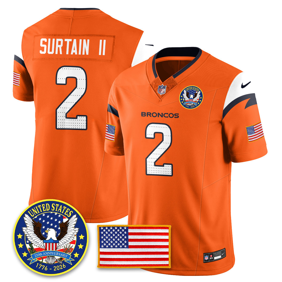 DEN "United States 250th Anniversary Patch" Vapor Limited Jersey - All Stitched