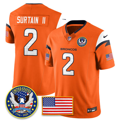DEN "United States 250th Anniversary Patch" Vapor Limited Jersey - All Stitched