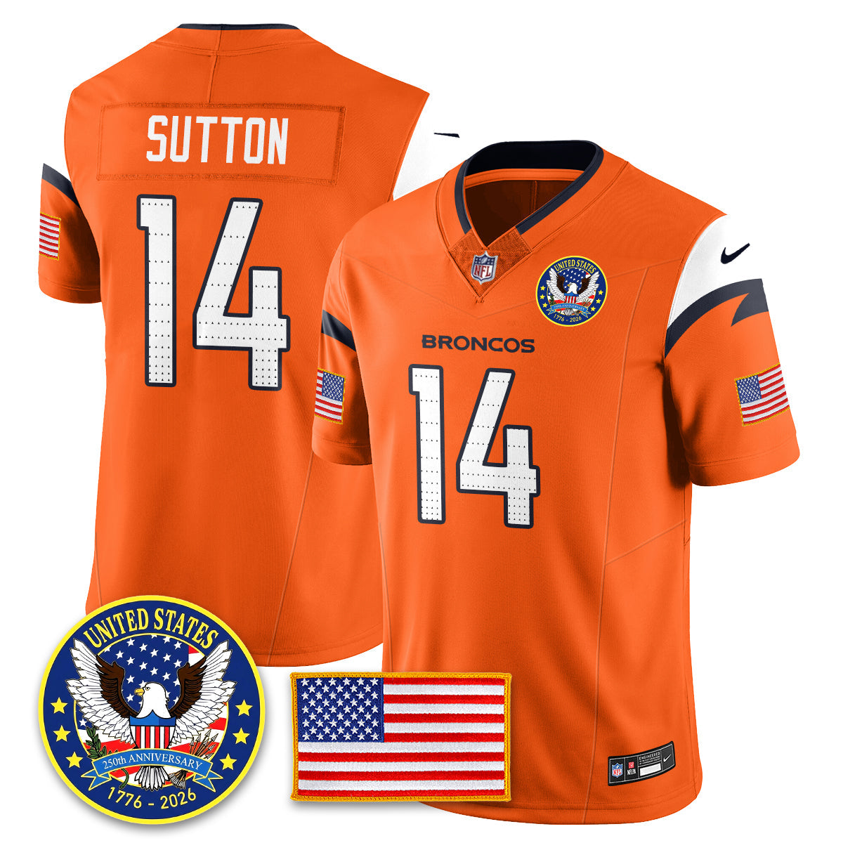 DEN "United States 250th Anniversary Patch" Vapor Limited Jersey - All Stitched