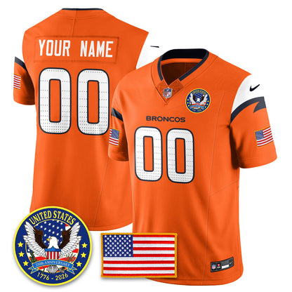 Custom DEN "United States 250th Anniversary Patch" Vapor Limited Jersey - All Stitched