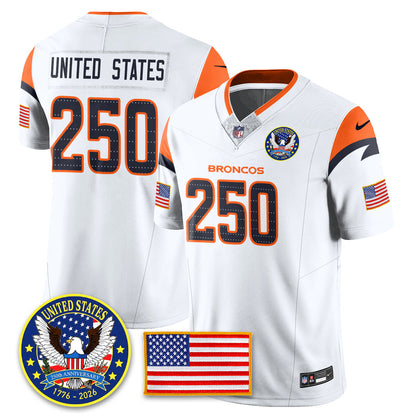 DEN "United States 250th Anniversary Patch" Vapor Limited Jersey - All Stitched