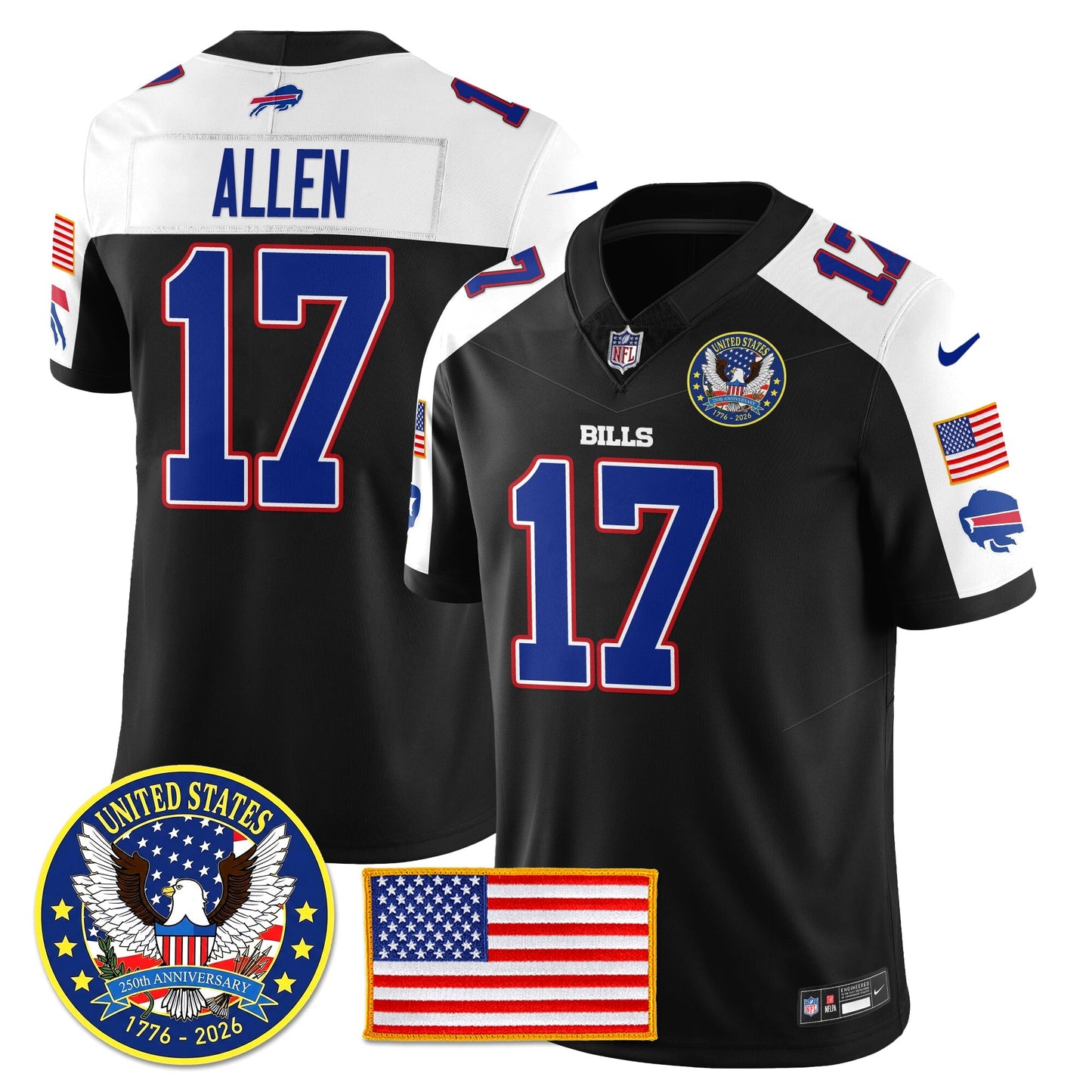 BUF "United States 250th Anniversary Patch" Vapor Limited Jersey - All Stitched