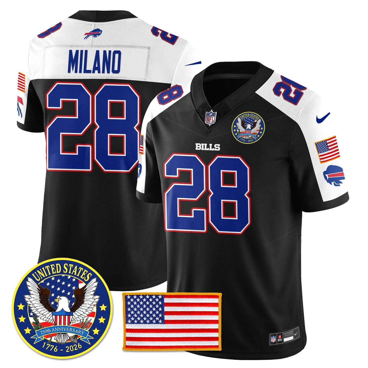 BUF "United States 250th Anniversary Patch" Vapor Limited Jersey - All Stitched