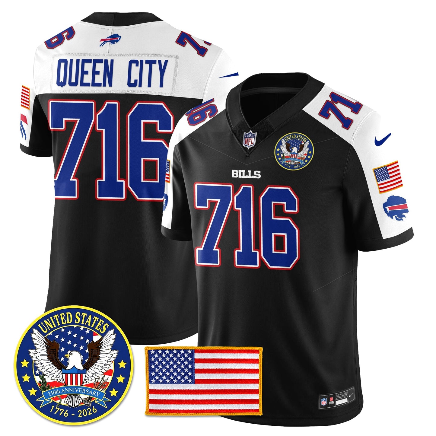 BUF "United States 250th Anniversary Patch" Vapor Limited Jersey - All Stitched