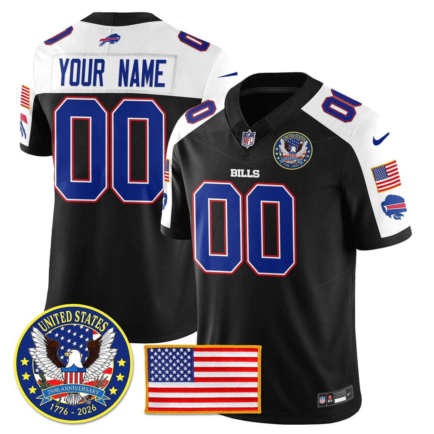 BUF "United States 250th Anniversary Patch" Vapor Limited Jersey - All Stitched