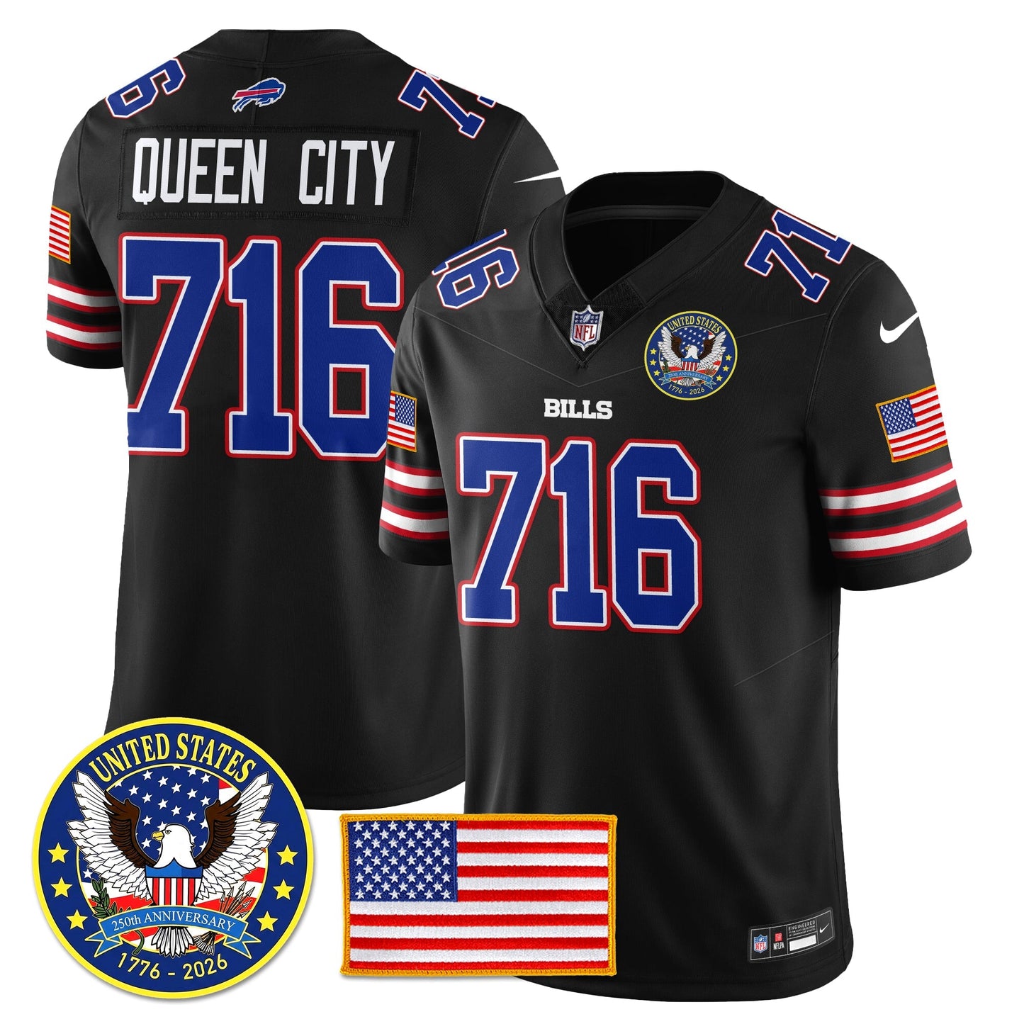 BUF "United States 250th Anniversary Patch" Vapor Limited Jersey - All Stitched