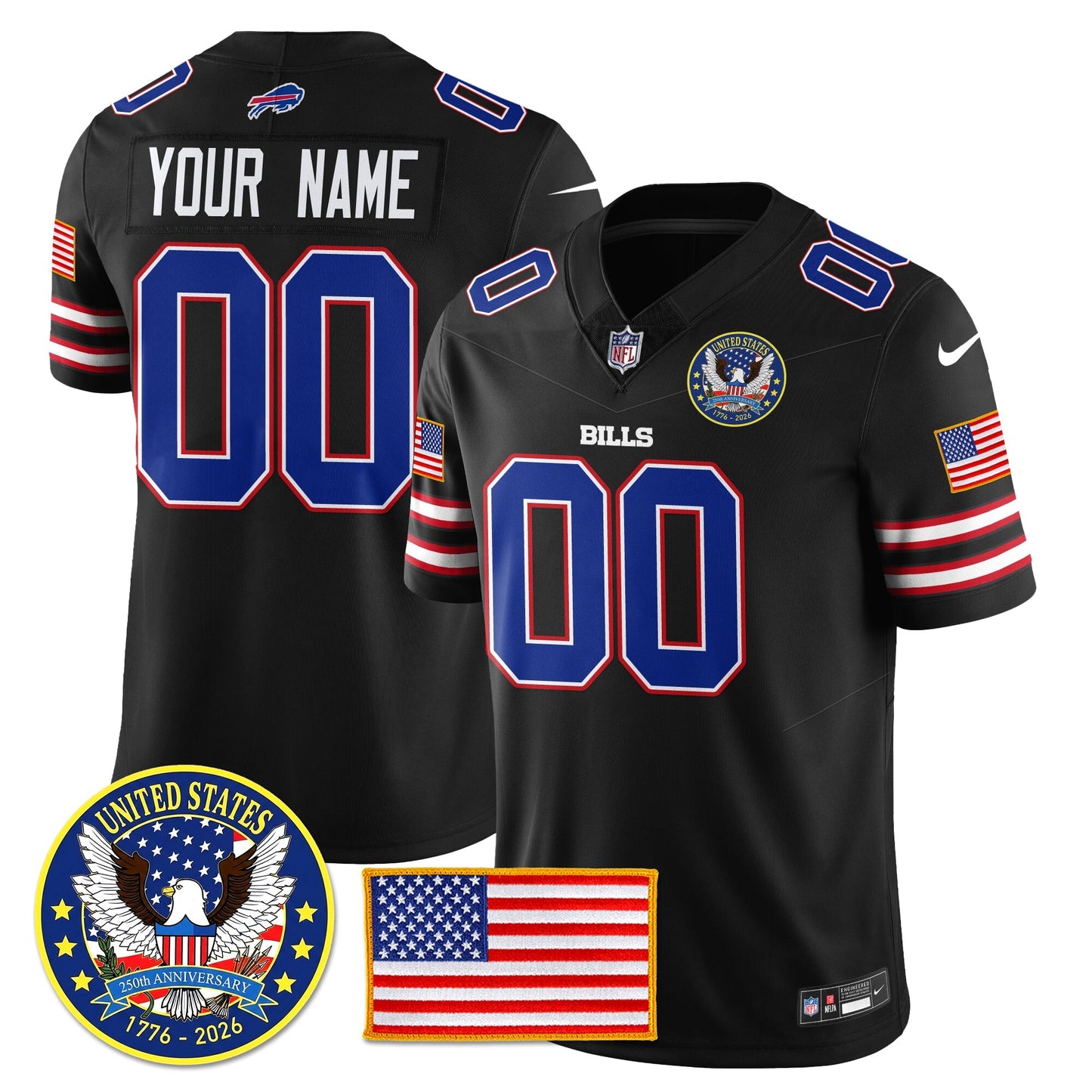 Custom BUF "United States 250th Anniversary Patch" Vapor Limited Jersey - All Stitched