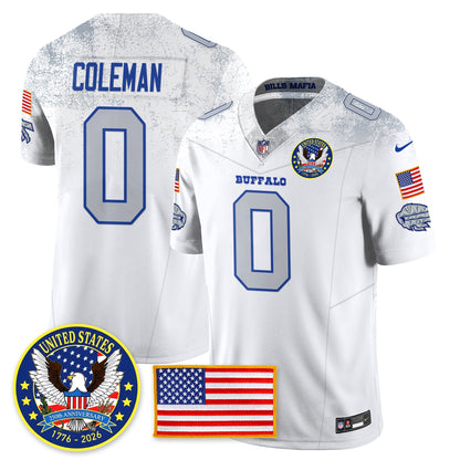 BUF "United States 250th Anniversary Patch" Vapor Limited Jersey - All Stitched
