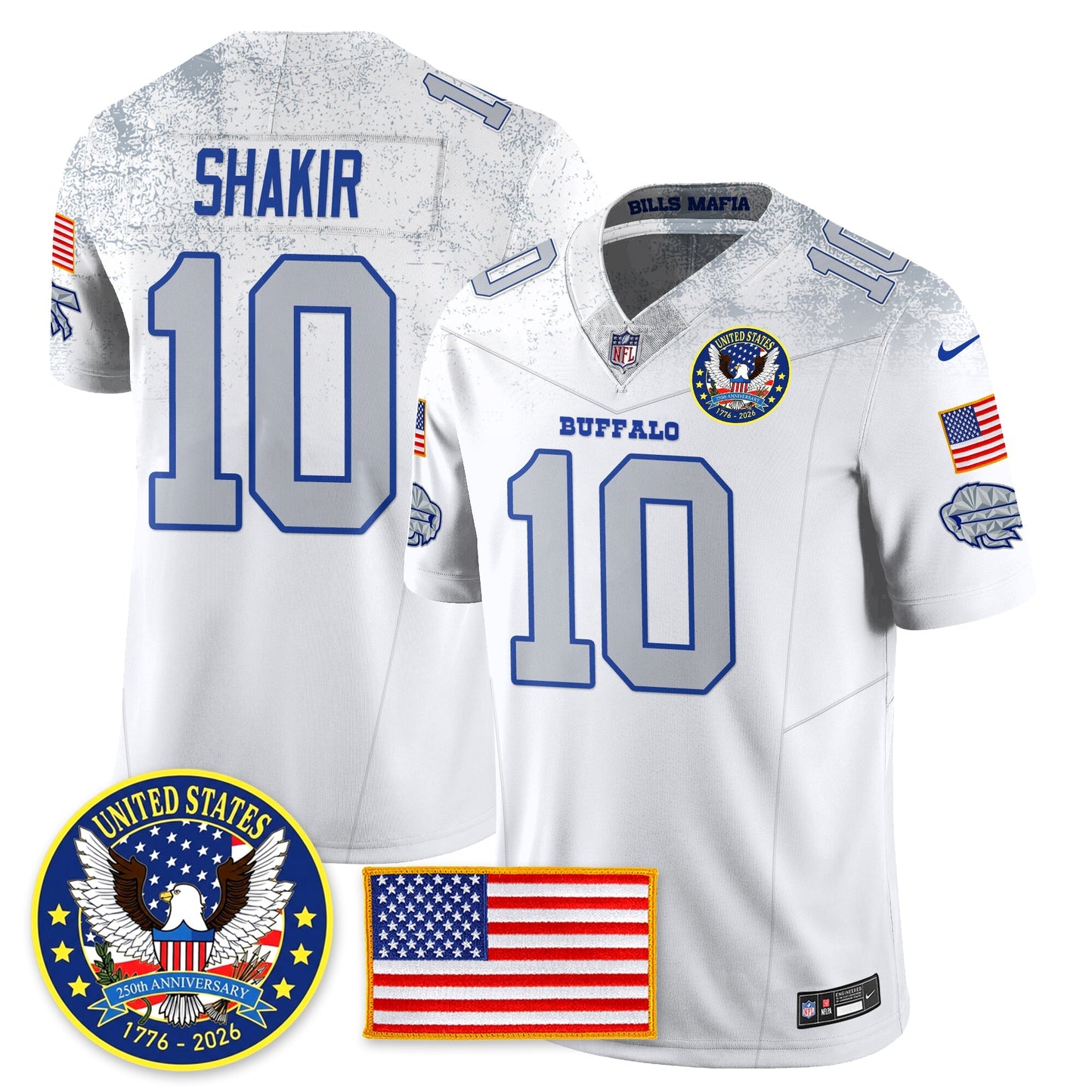 BUF "United States 250th Anniversary Patch" Vapor Limited Jersey - All Stitched