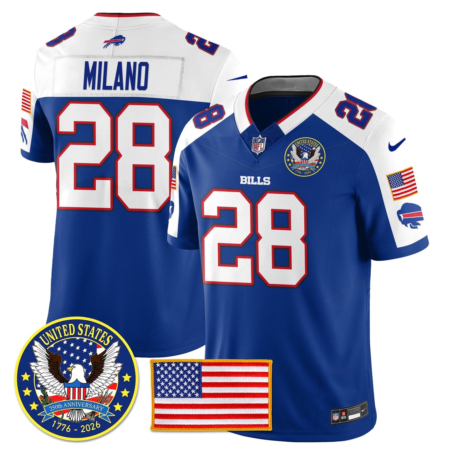 BUF "United States 250th Anniversary Patch" Vapor Limited Jersey - All Stitched